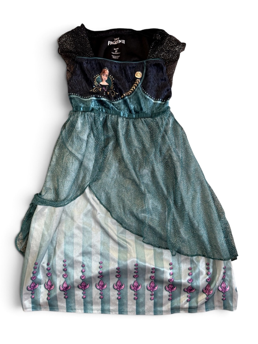 Disney Frozen II Anna Teal Glitter Dress-Up Costume